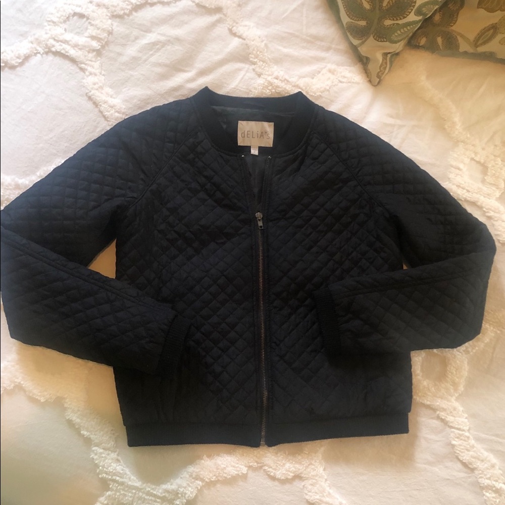 DELIA’S Quilted Black Bomber Jacket